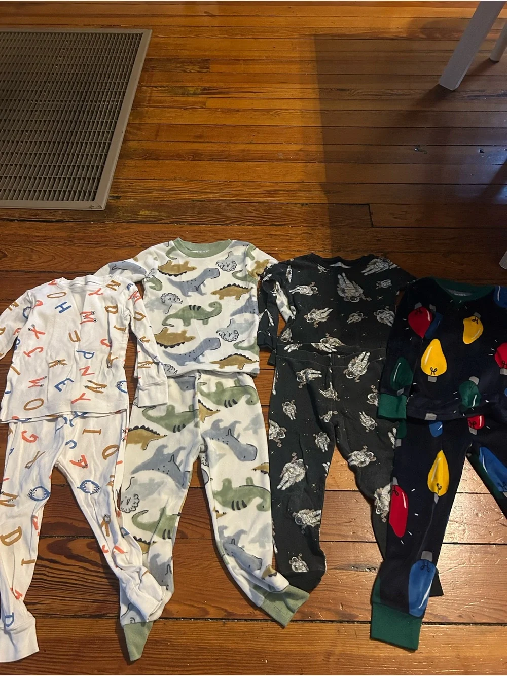 Toddler 4-Pack Pajama Set - Dinosaurs, Astronauts, Alphabet & Lightbulb Prints